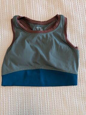 Eddie Bauer Green Tank with Brown Trim